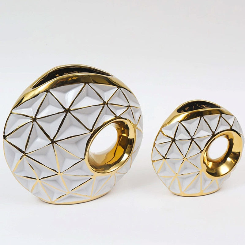 Gold Ceramic Flower Vase